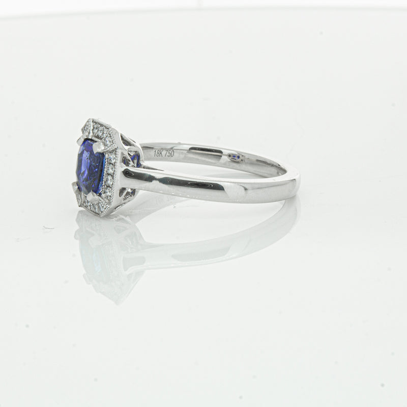 18ct White Gold 1.03ct Sapphire & Diamond Empire Ring-Ring-Walker & Hall