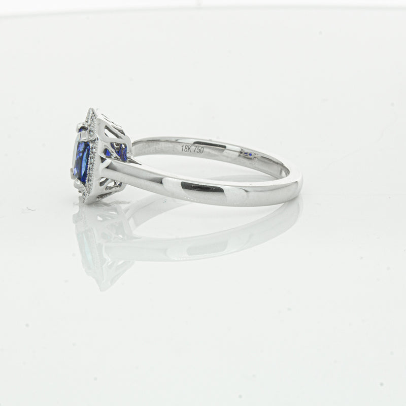 18ct White Gold 1.03ct Sapphire & Diamond Empire Ring-Ring-Walker & Hall