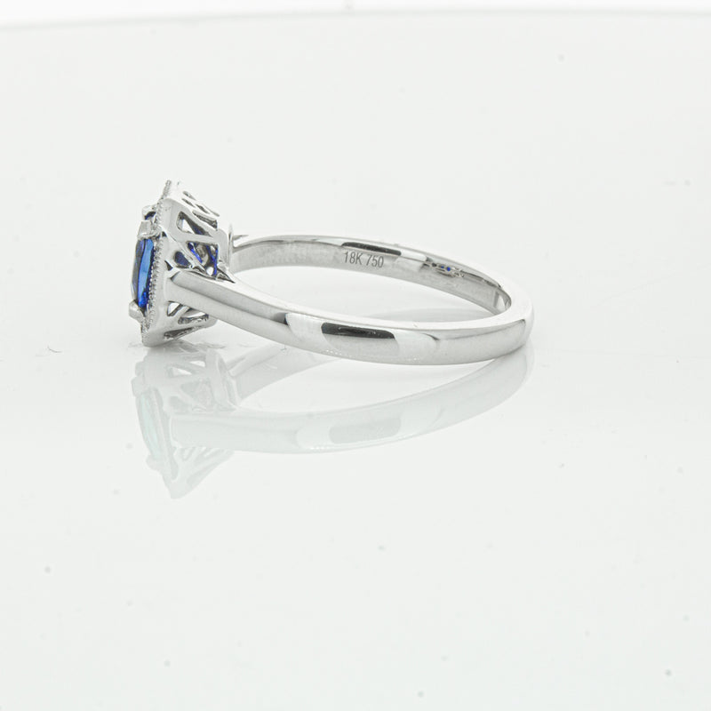 18ct White Gold 1.03ct Sapphire & Diamond Empire Ring-Ring-Walker & Hall