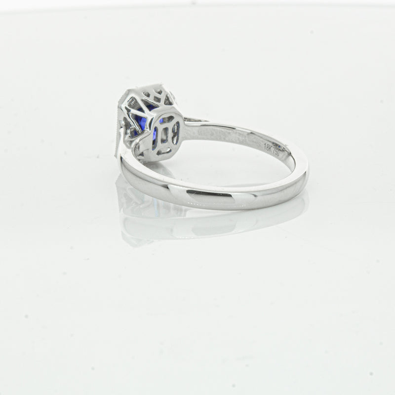 18ct White Gold 1.03ct Sapphire & Diamond Empire Ring-Ring-Walker & Hall