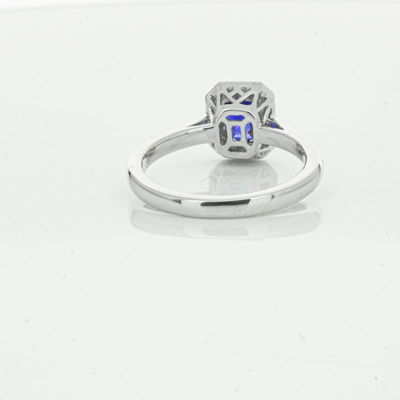18ct White Gold 1.03ct Sapphire & Diamond Empire Ring-Ring-Walker & Hall