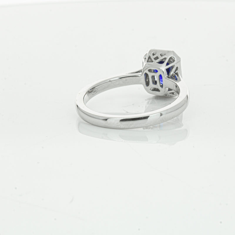 18ct White Gold 1.03ct Sapphire & Diamond Empire Ring-Ring-Walker & Hall