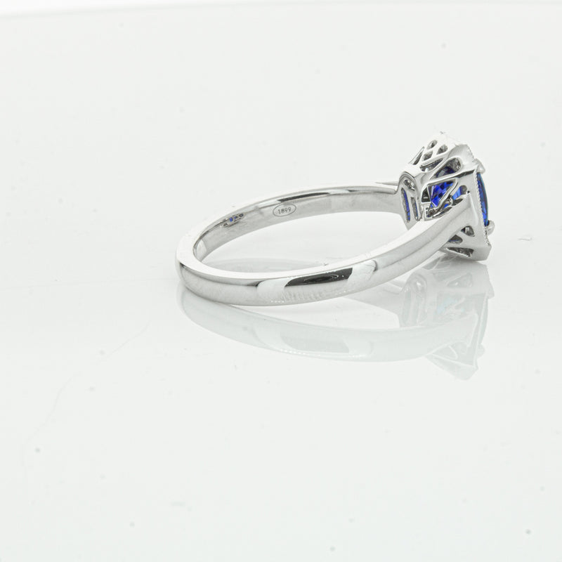 18ct White Gold 1.03ct Sapphire & Diamond Empire Ring-Ring-Walker & Hall