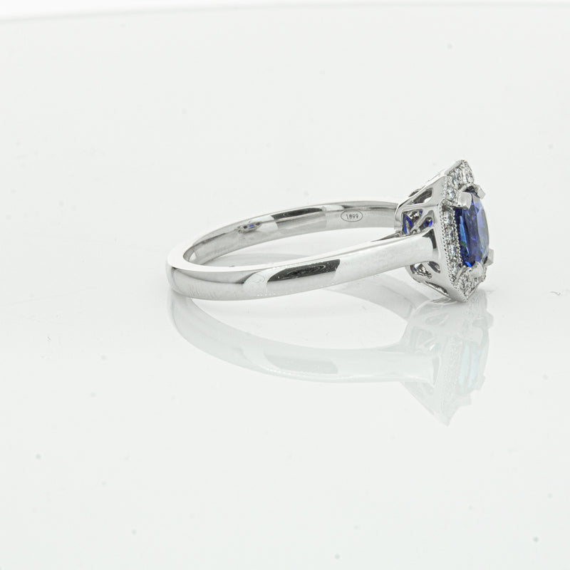 18ct White Gold 1.03ct Sapphire & Diamond Empire Ring-Ring-Walker & Hall