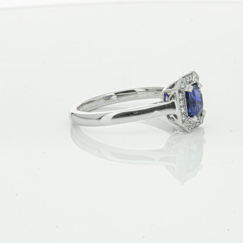 18ct White Gold 1.03ct Sapphire & Diamond Empire Ring-Ring-Walker & Hall