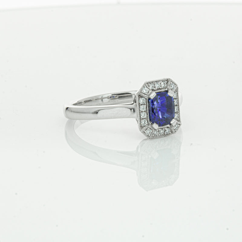18ct White Gold 1.03ct Sapphire & Diamond Empire Ring-Ring-Walker & Hall