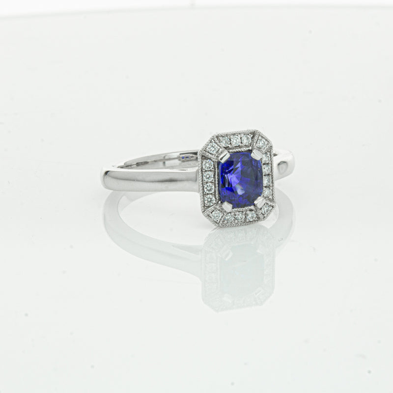 18ct White Gold 1.03ct Sapphire & Diamond Empire Ring-Ring-Walker & Hall
