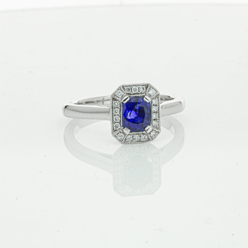 18ct White Gold 1.03ct Sapphire & Diamond Empire Ring-Ring-Walker & Hall