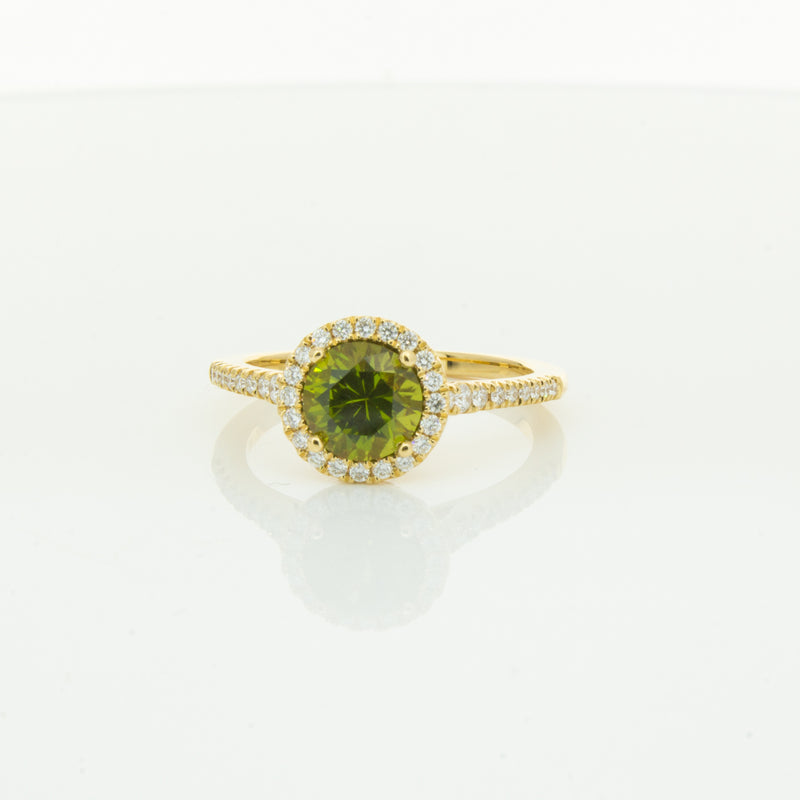 18ct Yellow Gold Green Sapphire & Diamond Mini Sierra Ring-Ring-Walker & Hall