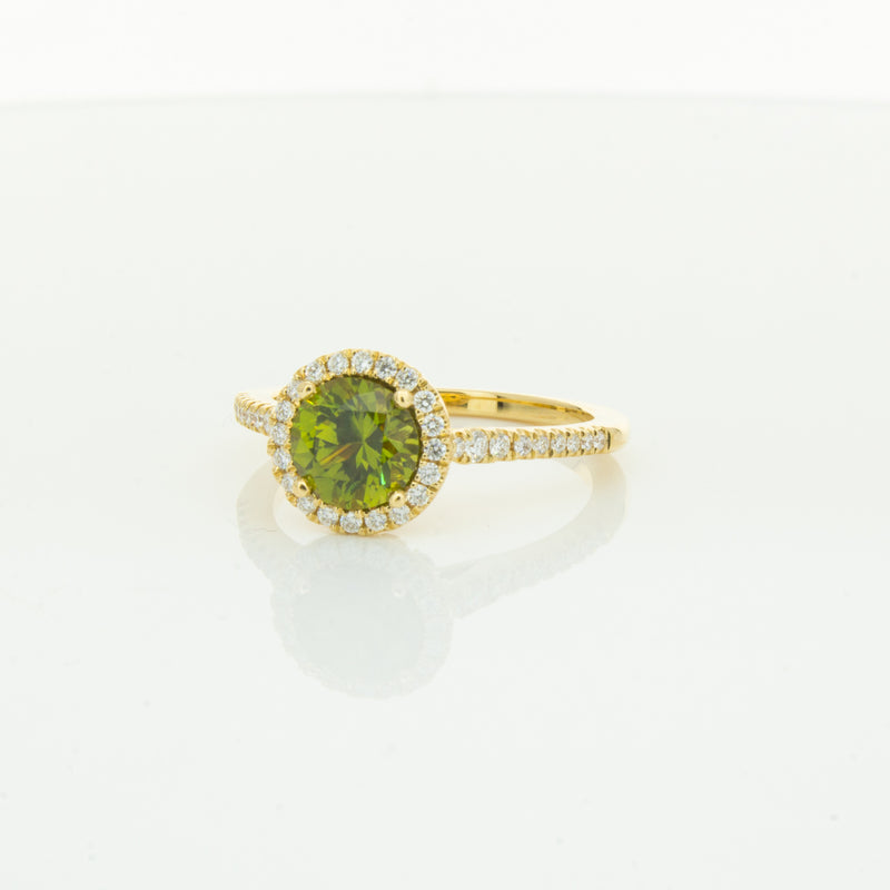 18ct Yellow Gold Green Sapphire & Diamond Mini Sierra Ring-Ring-Walker & Hall