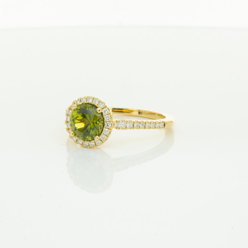 18ct Yellow Gold Green Sapphire & Diamond Mini Sierra Ring-Ring-Walker & Hall