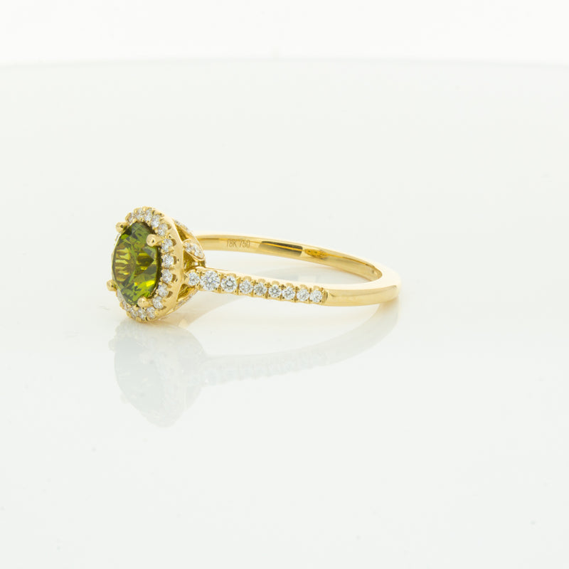 18ct Yellow Gold Green Sapphire & Diamond Mini Sierra Ring-Ring-Walker & Hall