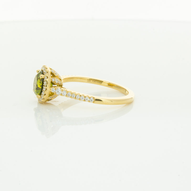 18ct Yellow Gold Green Sapphire & Diamond Mini Sierra Ring-Ring-Walker & Hall