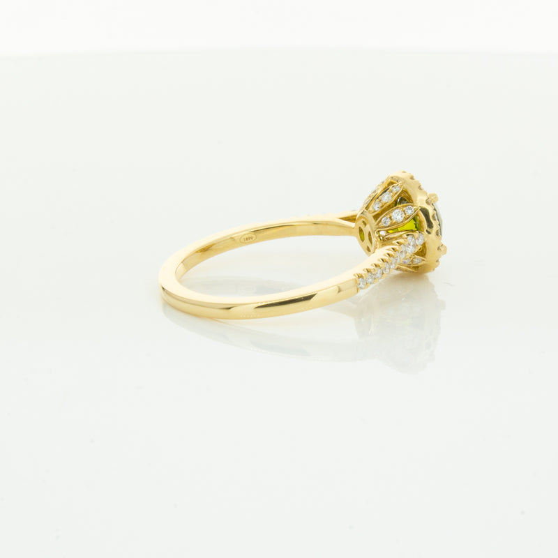18ct Yellow Gold Green Sapphire & Diamond Mini Sierra Ring-Ring-Walker & Hall