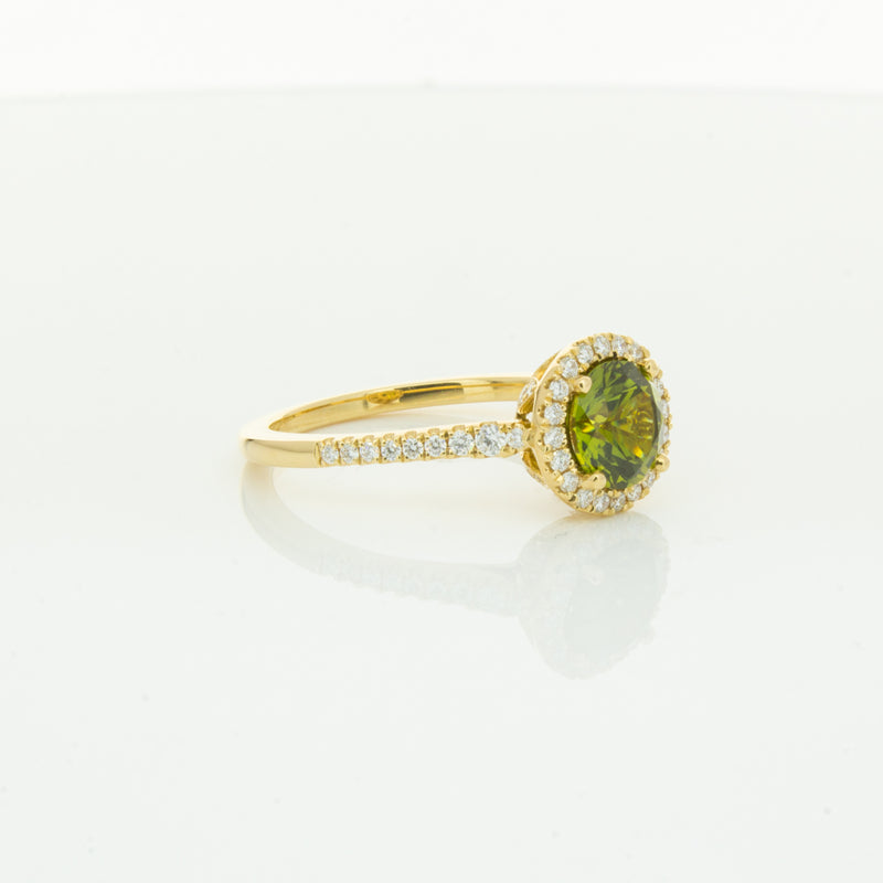 18ct Yellow Gold Green Sapphire & Diamond Mini Sierra Ring-Ring-Walker & Hall