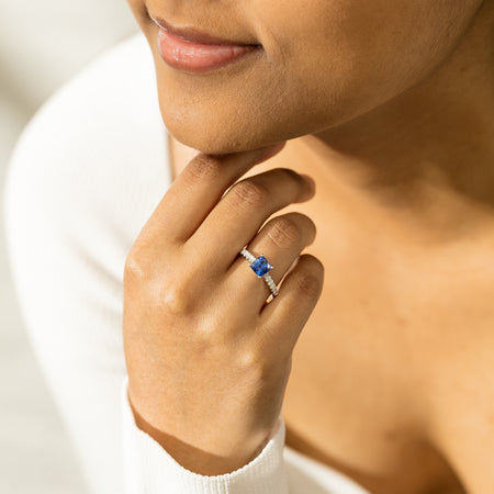 18ct White Gold 1.52ct Sapphire & Diamond Meridien Ring-Ring-Walker & Hall