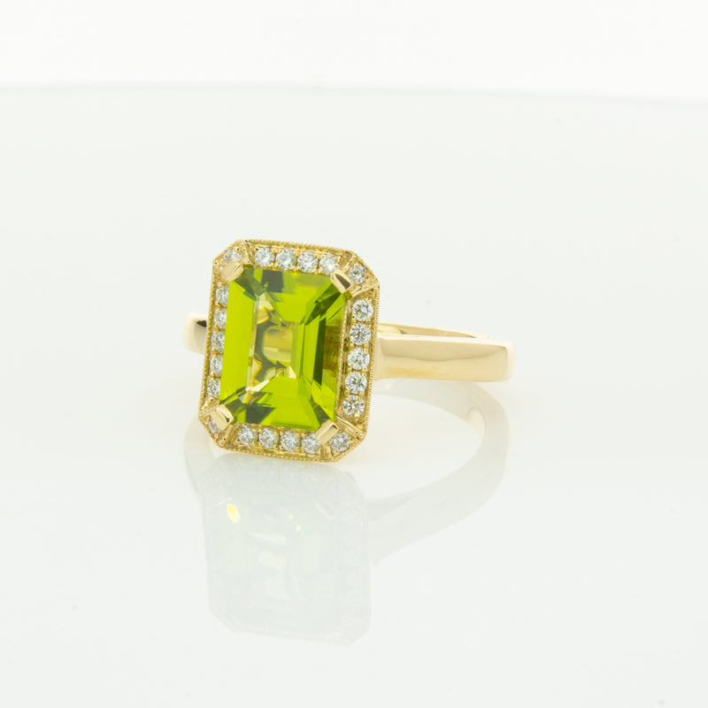 18ct Yellow Gold Peridot & Diamond Empire Ring-Ring-Walker & Hall