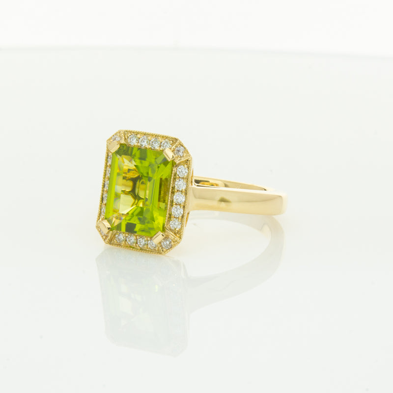 18ct Yellow Gold Peridot & Diamond Empire Ring-Ring-Walker & Hall