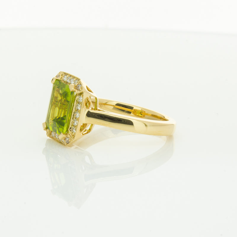 18ct Yellow Gold Peridot & Diamond Empire Ring-Ring-Walker & Hall