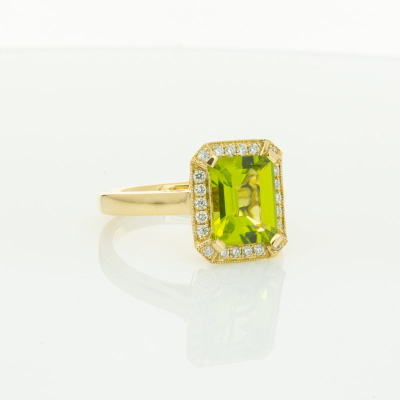 18ct Yellow Gold Peridot & Diamond Empire Ring-Ring-Walker & Hall