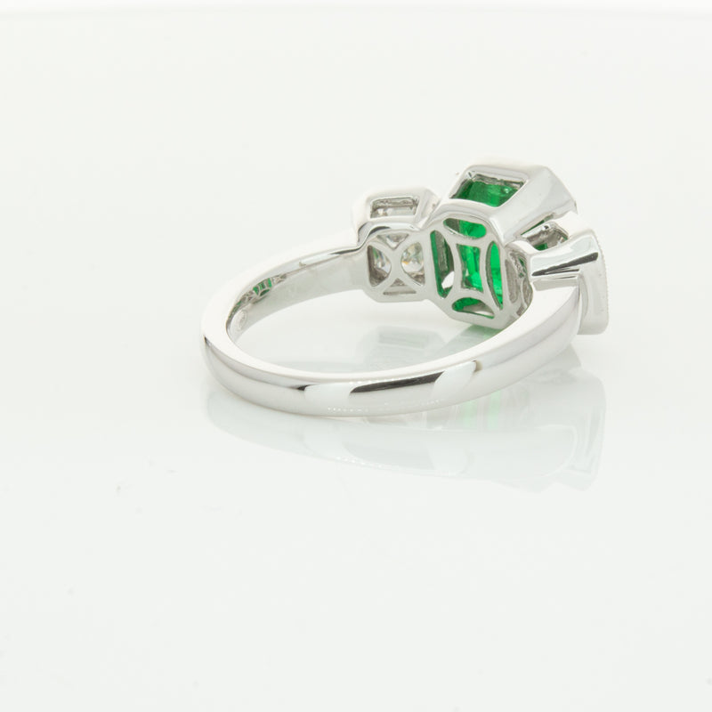 18ct White Gold Emerald & Diamond Ring-Ring-Walker & Hall