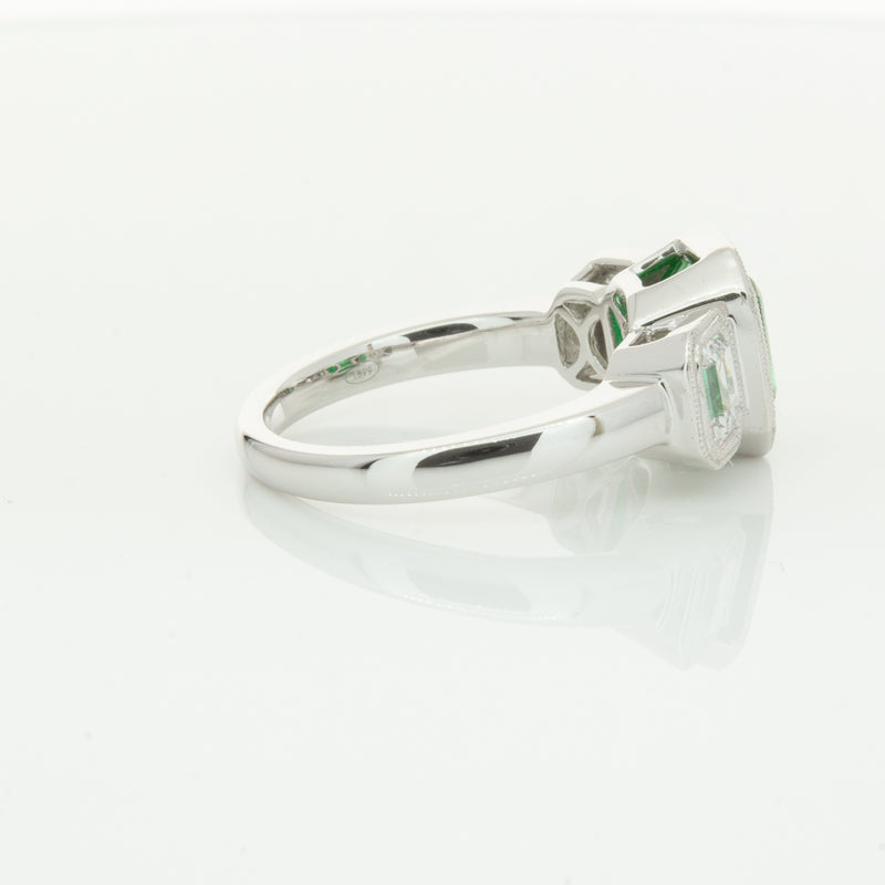 18ct White Gold Emerald & Diamond Ring-Ring-Walker & Hall