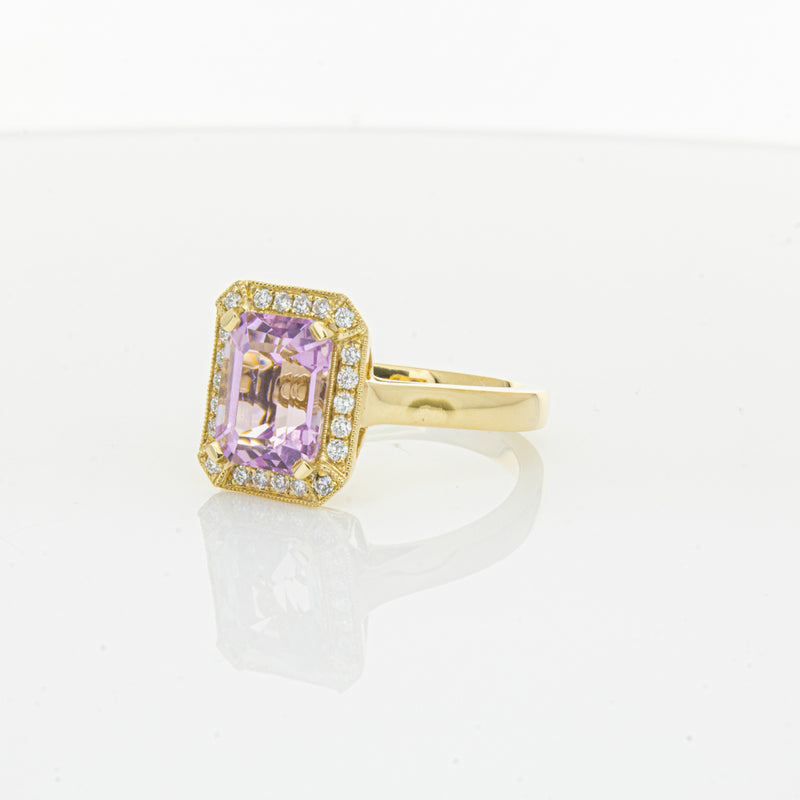 18ct Yellow Gold 2.90ct Kunzite & Diamond Empire Ring-Ring-Walker & Hall
