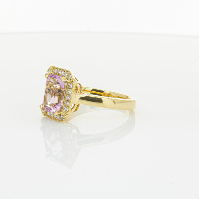 18ct Yellow Gold 2.90ct Kunzite & Diamond Empire Ring-Ring-Walker & Hall