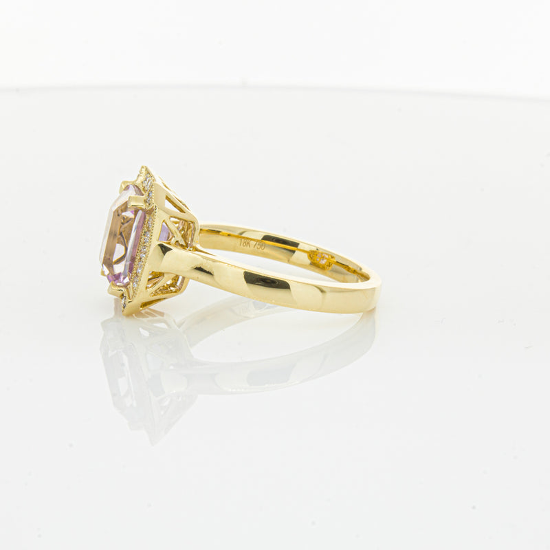 18ct Yellow Gold 2.90ct Kunzite & Diamond Empire Ring-Ring-Walker & Hall