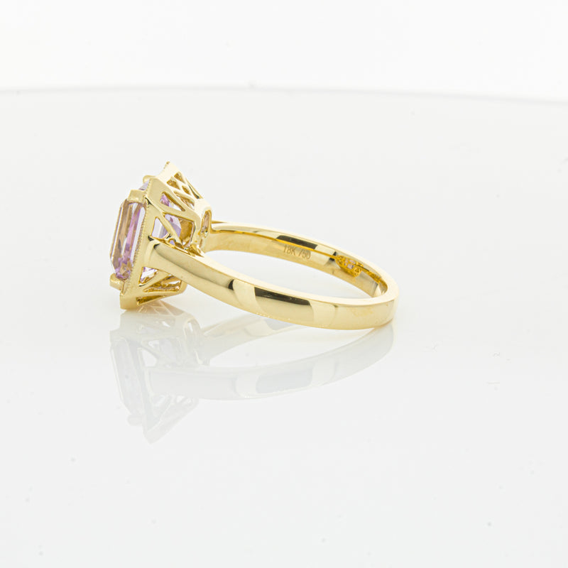 18ct Yellow Gold 2.90ct Kunzite & Diamond Empire Ring-Ring-Walker & Hall