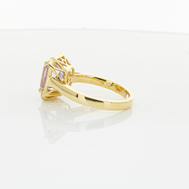 18ct Yellow Gold 2.90ct Kunzite & Diamond Empire Ring-Ring-Walker & Hall