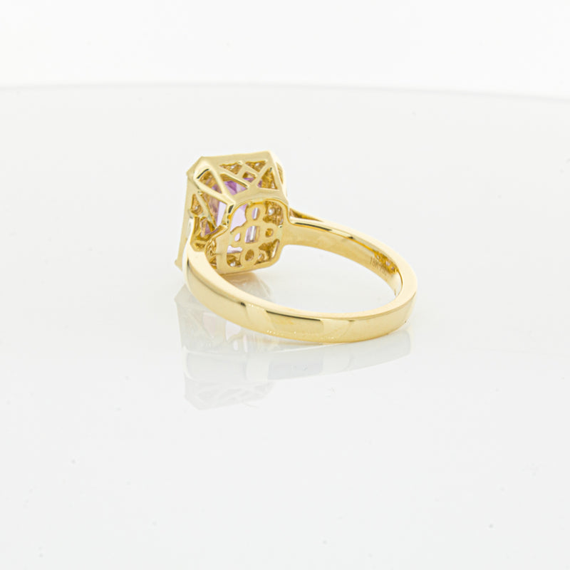 18ct Yellow Gold 2.90ct Kunzite & Diamond Empire Ring-Ring-Walker & Hall