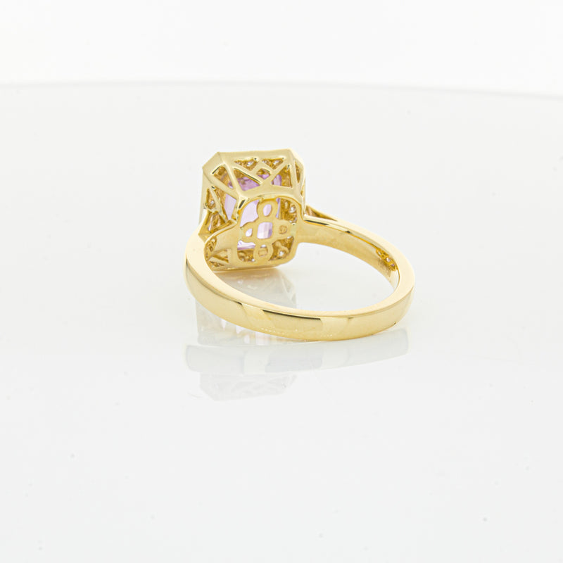 18ct Yellow Gold 2.90ct Kunzite & Diamond Empire Ring-Ring-Walker & Hall