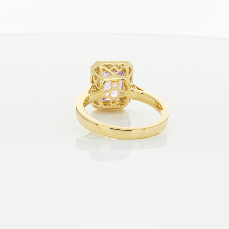 18ct Yellow Gold 2.90ct Kunzite & Diamond Empire Ring-Ring-Walker & Hall