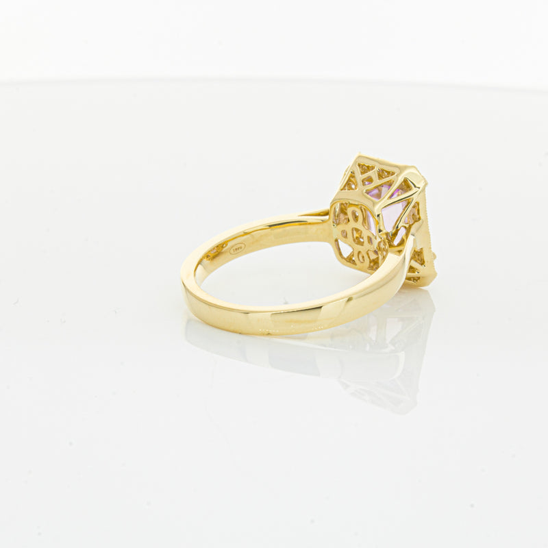 18ct Yellow Gold 2.90ct Kunzite & Diamond Empire Ring-Ring-Walker & Hall