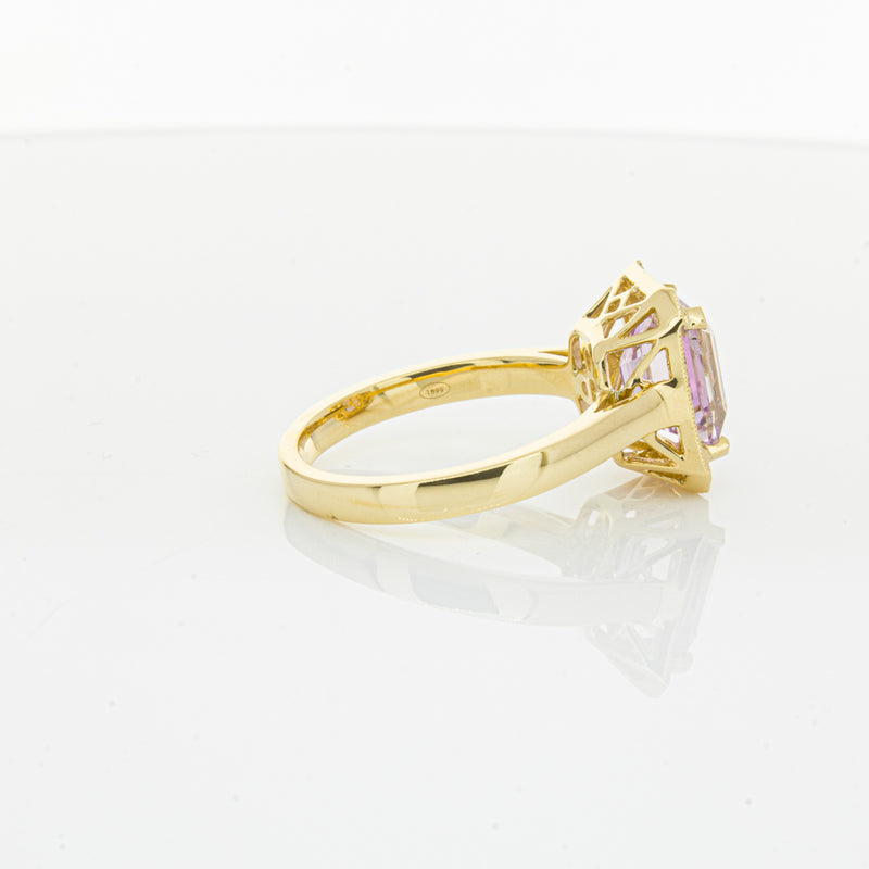 18ct Yellow Gold 2.90ct Kunzite & Diamond Empire Ring-Ring-Walker & Hall