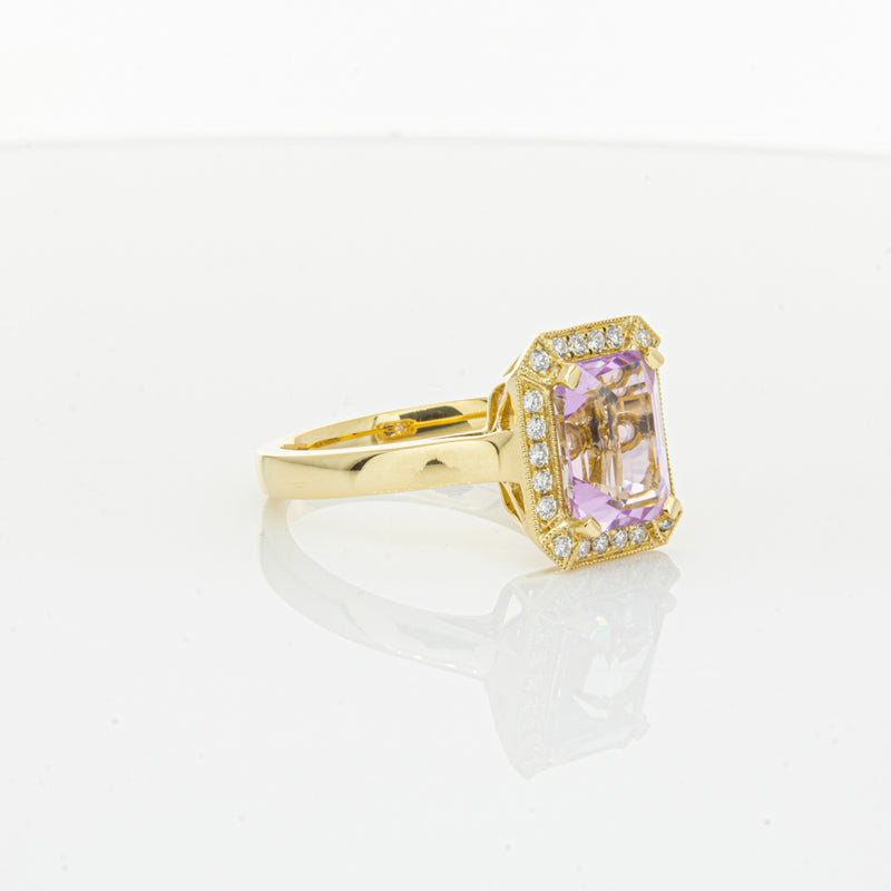 18ct Yellow Gold 2.90ct Kunzite & Diamond Empire Ring-Ring-Walker & Hall