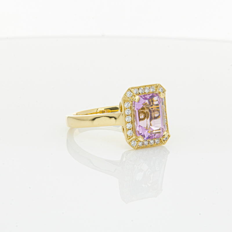 18ct Yellow Gold 2.90ct Kunzite & Diamond Empire Ring-Ring-Walker & Hall