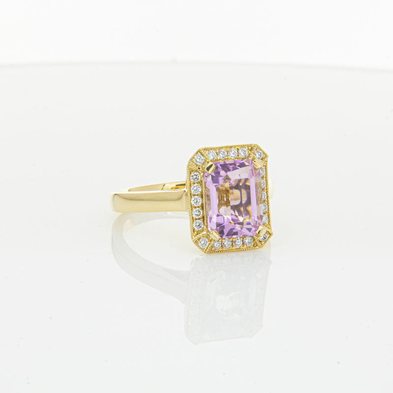 18ct Yellow Gold 2.90ct Kunzite & Diamond Empire Ring-Ring-Walker & Hall