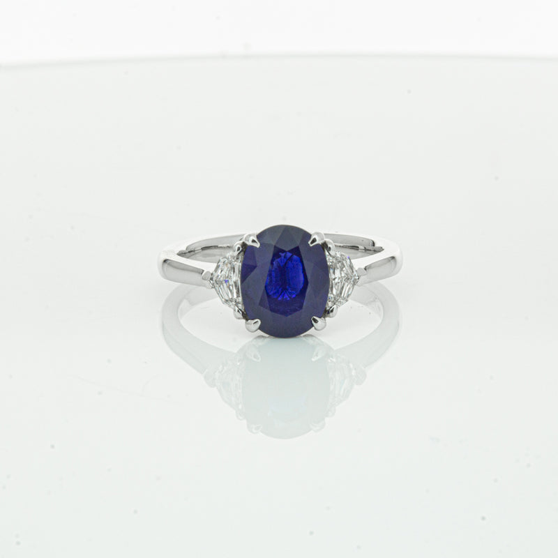 18ct White Gold Sapphire & Diamond Ring-Ring-Walker & Hall