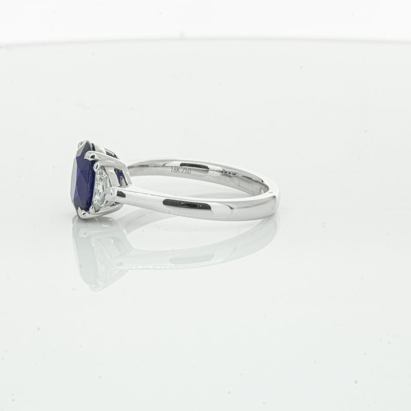 18ct White Gold Sapphire & Diamond Ring-Ring-Walker & Hall