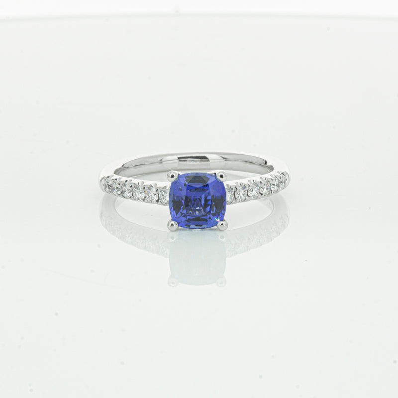 18ct White Gold 1.21ct Sapphire & Diamond Meridien Ring-Ring-Walker & Hall