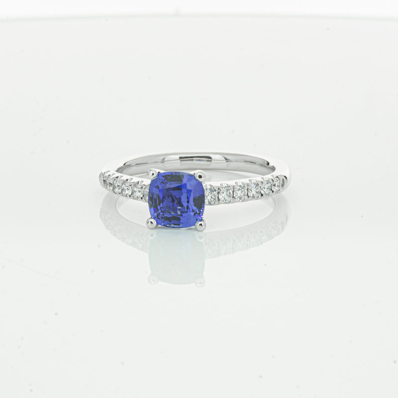18ct White Gold 1.21ct Sapphire & Diamond Meridien Ring-Ring-Walker & Hall