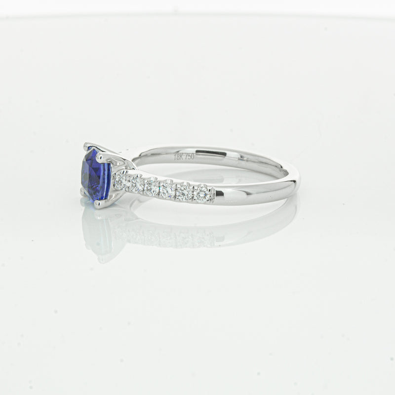 18ct White Gold 1.21ct Sapphire & Diamond Meridien Ring-Ring-Walker & Hall
