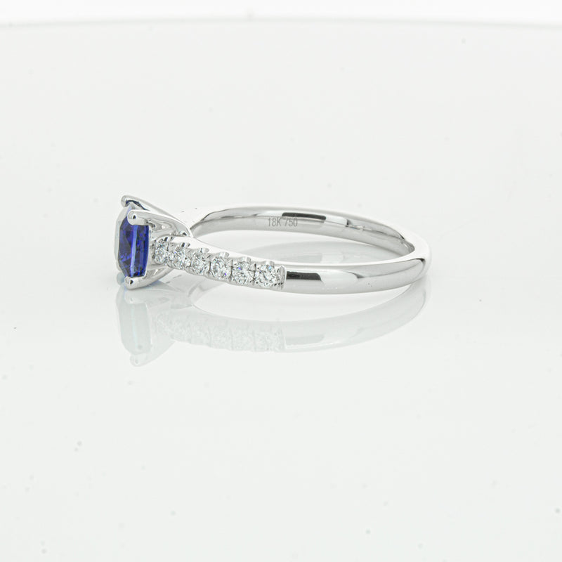 18ct White Gold 1.21ct Sapphire & Diamond Meridien Ring-Ring-Walker & Hall