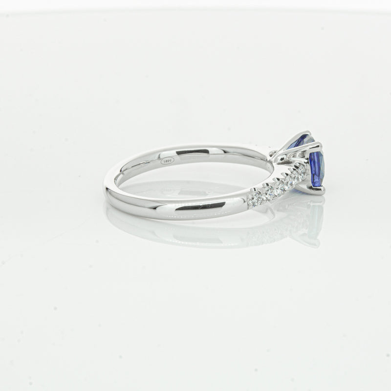 18ct White Gold 1.21ct Sapphire & Diamond Meridien Ring-Ring-Walker & Hall