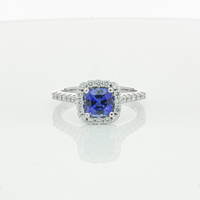 18ct White Gold 1.24ct Sapphire & Diamond Manhattan Ring-Ring-Walker & Hall