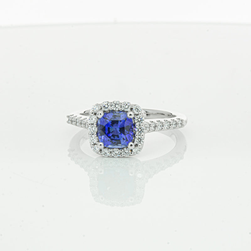 18ct White Gold 1.24ct Sapphire & Diamond Manhattan Ring-Ring-Walker & Hall