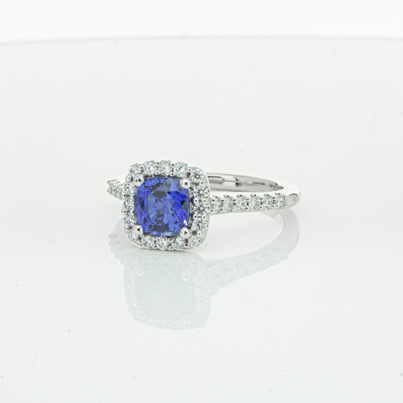 18ct White Gold 1.24ct Sapphire & Diamond Manhattan Ring-Ring-Walker & Hall