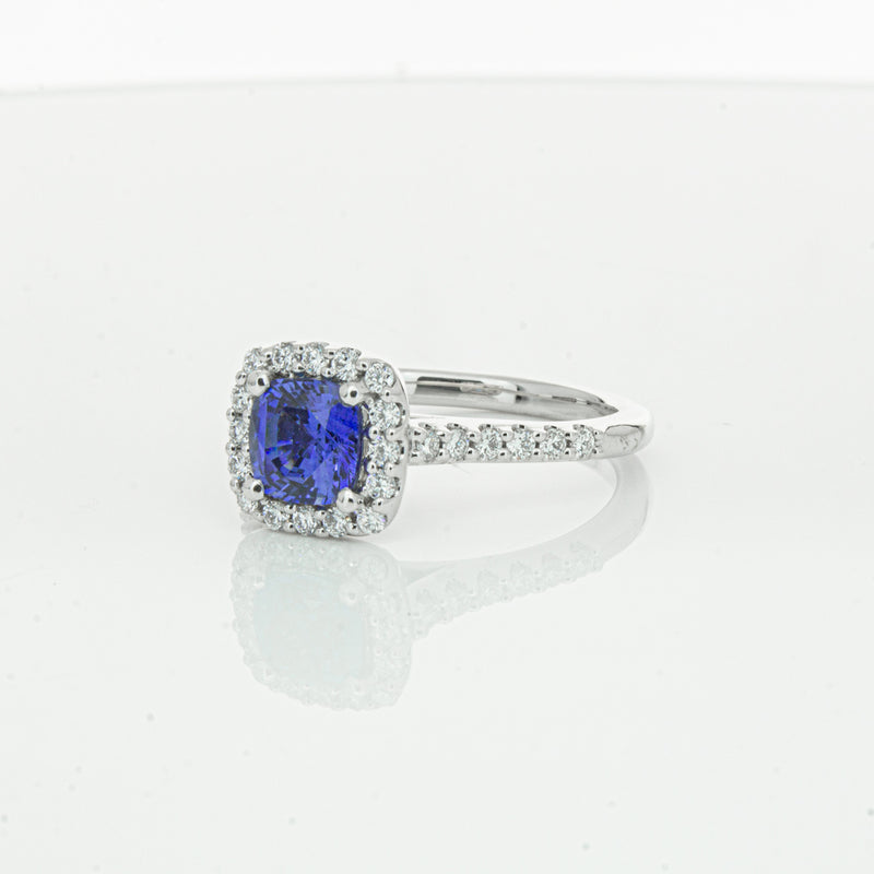 18ct White Gold 1.24ct Sapphire & Diamond Manhattan Ring-Ring-Walker & Hall